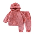 thumbnail image 4 of Kids Toddler Boys Girls Winter Clothes Warm Fleece Hooded Pajamas Sleepwear 2 Piece Loungewear Set, Size 1-7 Years, 4 of 6