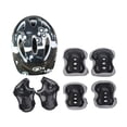 thumbnail image 3 of Kit de 7 cascos de bicicleta para niños con rodilleras, coderas y muñequeras, protectores portátiles para coderas y rodilleras, equipo de protección Gris Negro, 3 of 8