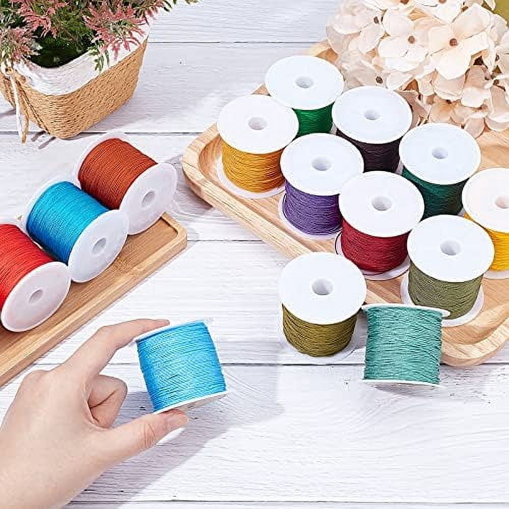 19 Colors Polyester Cord 0.5mm Round Beading String Knotting Wire for Chinese Knotting Kumihimo Beading Macramé Jewelry Making Sewing- 37~40 Yds/Roll