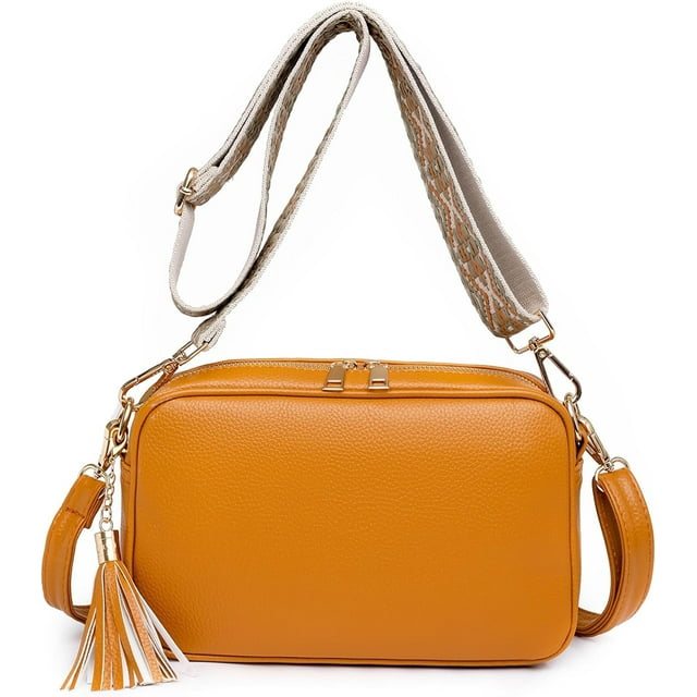 LHSHID Small Crossbody Shoulder Bag for Women, Tassel PU Leather Handbag Ladies Going Out Satchel With Two Shoulder Straps