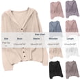 thumbnail image 3 of Cekizud Hooded Knit Cardigan for Women Long Sleeve Button Front Drawstring Hood Casual Cardigan Sweater, Free Size, 3 of 7