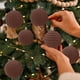 thumbnail image 5 of Juego de adornos de bolas de Navidad Paquete de 12 | Café Rojo Verde Flocado 2.36in | Decoraciones de árbol de Navidad irrompibles | Estilos ligeros, fáciles de colgar, variados para decoración de, 5 of 6