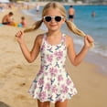 thumbnail image 3 of Uourmeti Girls' One Piece Skirted Swimsuit - Hummingbird & Pink Floral Print | Quick Dry, Stretchy Swim Dress for Beach & Pool Vacations, 3 of 8