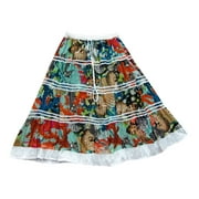 Mogul Womens Skirt Bohemian Colorful Ethnic Cotton A-Line Skirts