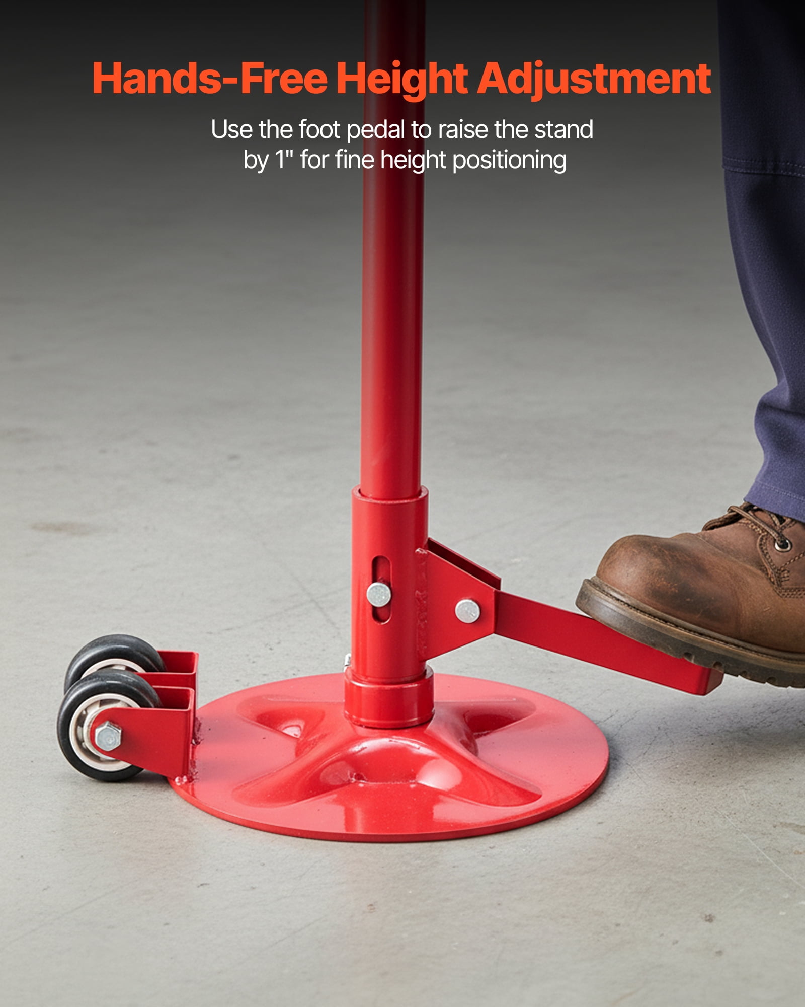 VEVOR Underhoist Support Stand, 3/4 Ton (1653 lbs) Capacity Under Hoist Jack Stand with Two Wheels, Lifting from 51.97" to 80", Bearing Mounted Spin Handle, Foot Pedal, Support Vehicle Components