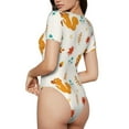 thumbnail image 3 of Balery Squirrel Maple Leaves And Nuts Women's Short Sleevee Crew Neck Bodysuit Tops Short Sleeve Tops Basic-XX-Large, 3 of 9