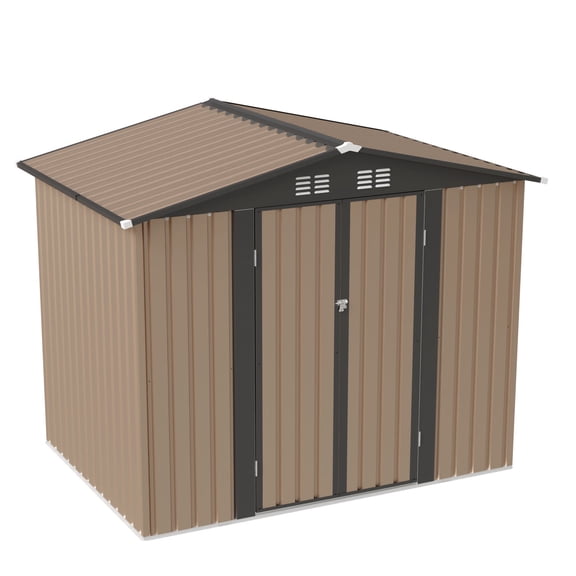 CQSXDA Galvanized Steel 8FT x 6FT Garden Shed With Apex Roof Storage Solution For Outdoor Patio And Backyard Areas