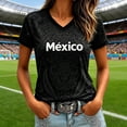 thumbnail image 2 of Trendfront Womens Mexico Aztec Pattern T Shirts V Neck Short Sleeve Mexico Letter Graphic Football Fan Match Day Country Pride Tee Tops, 2 of 4