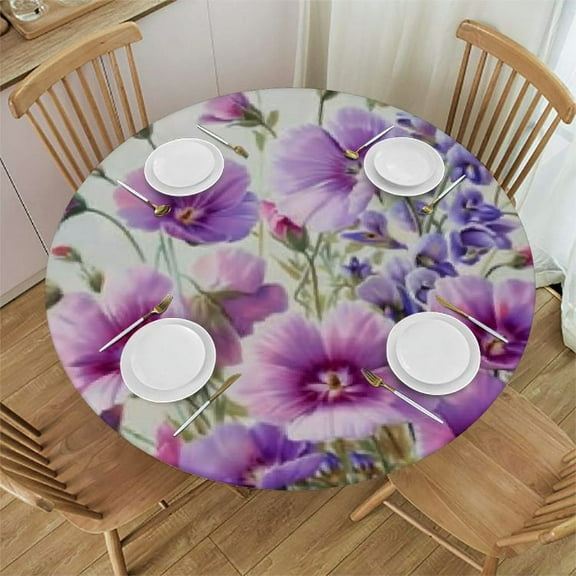 Round Tablecloth Fitted Elastic Edged Table Cover