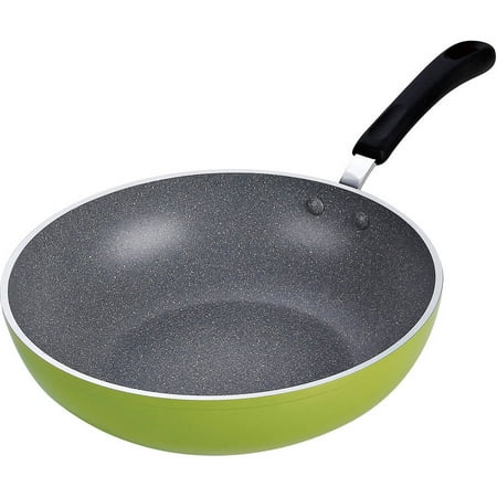 Cook N Home 12" Stir FryPan/Wok Pan with Non-Stick Coating Induction Compatible, Green
