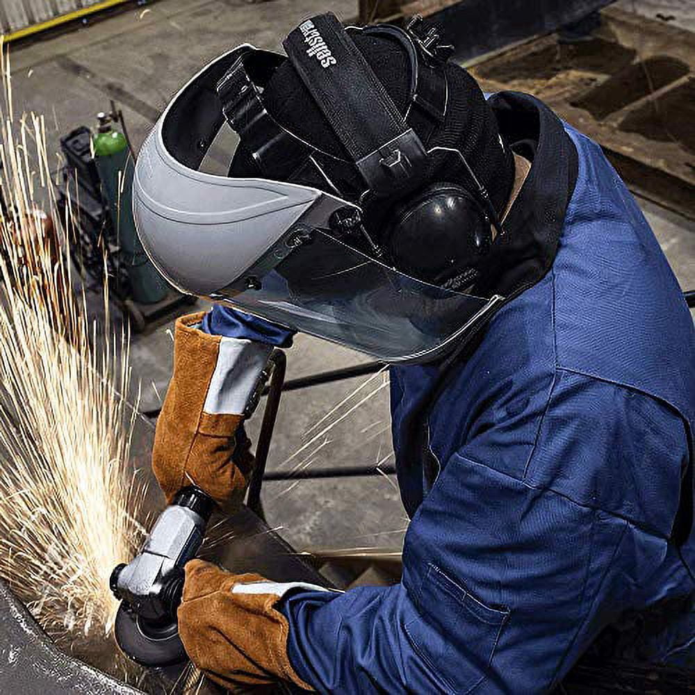 Sellstrom Face Shield - 303 Series - 8" x 15.5" x 0.40" Window - Clear - Ratcheting Headgear - Dual Crown