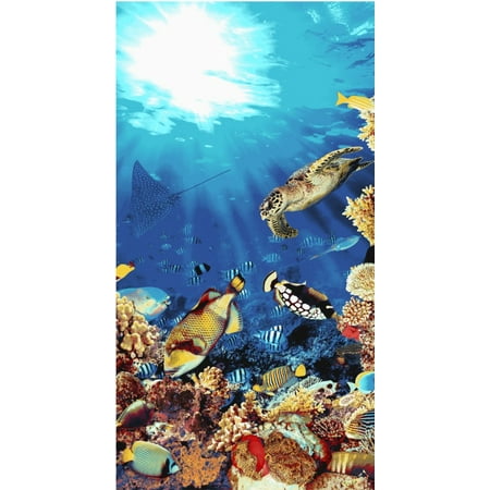 Blue Terry Bubble Beach Towel - Mainstays Underwater Turtle 100% Cotton Beach Towel