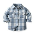 thumbnail image 2 of Staki Boys Plaid Shirt Long Sleeve Button Down Flannel Shirts Boys Flannel Shirt(Blue,6-7 Years), 2 of 4