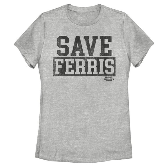 Women's Ferris Bueller's Day Off Distressed Save Text  Graphic Tee Athletic Heather 2X Large