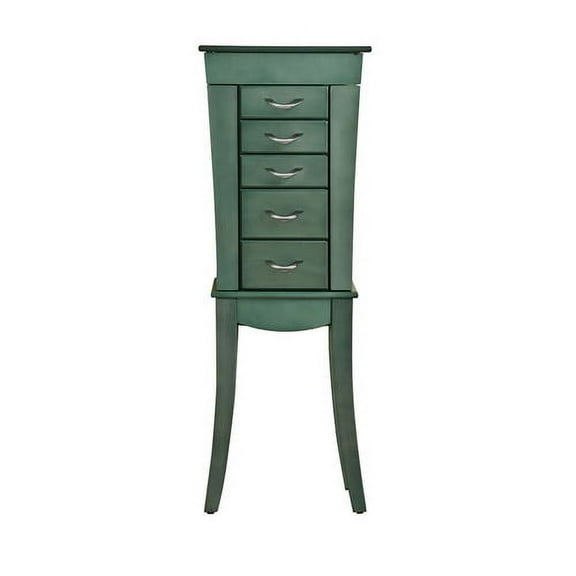 W Unlimited Paris 5 Drawer Wooden Jewelry Armoire Cabinet in Sea Green