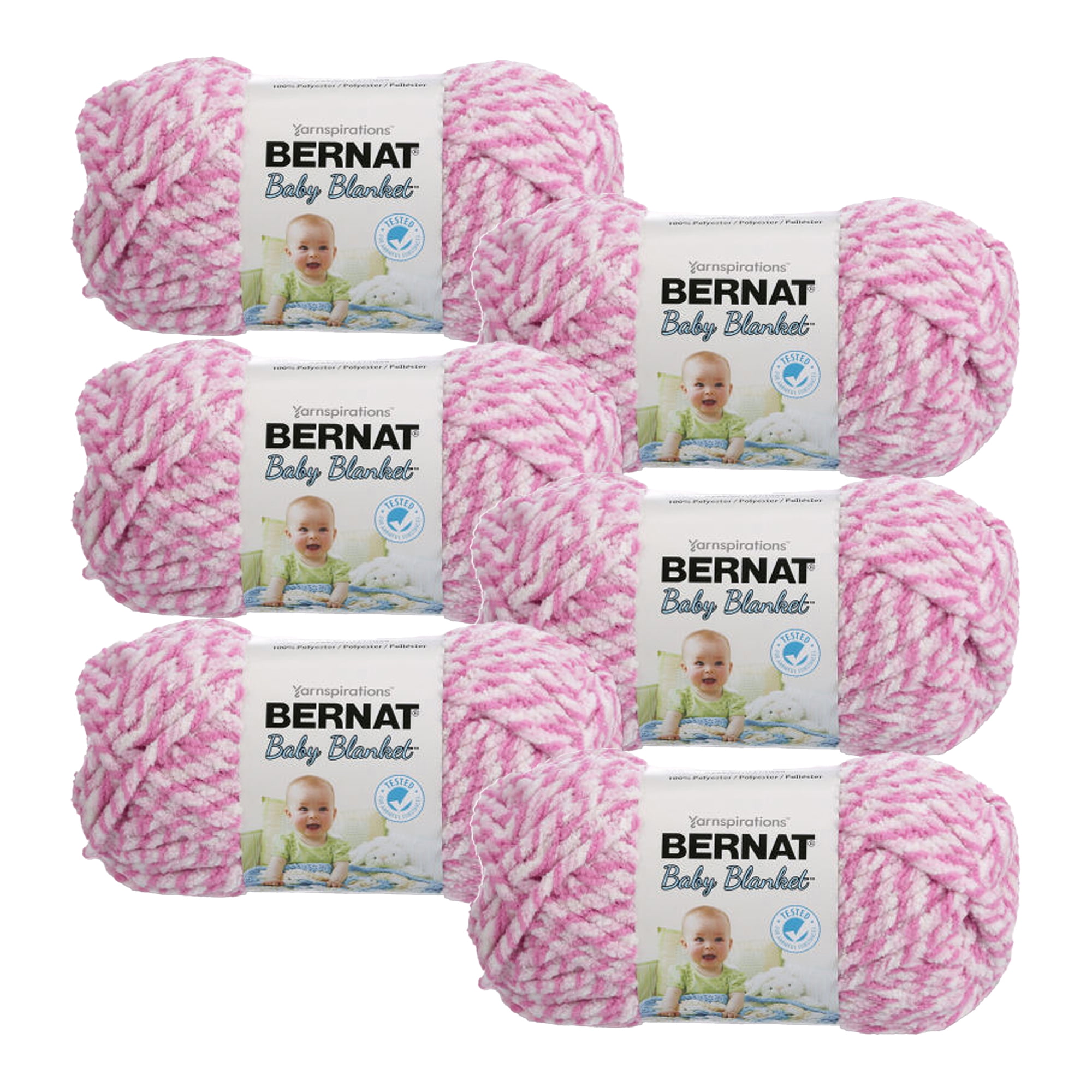Bernat® Baby Blanket™ Marl 6 Super Bulky Polyester Yarn, Pink Twist 3