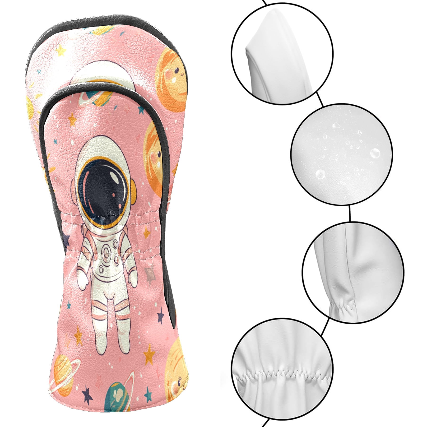 Golf Club Covers PU Leather Waterproof Head Covers for Fairway Woods Hybrids Astronaut Pattern