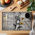thumbnail image 2 of Funny Farm Animals Placemats Set of 8 Vintage Barn Grey Sunflowers Place Mats Indoor Wipeable Table Mats Washable Cloth Dining Table Placemats for Kitchen Holiday Party Home Decor 13x19 Inch, 2 of 9