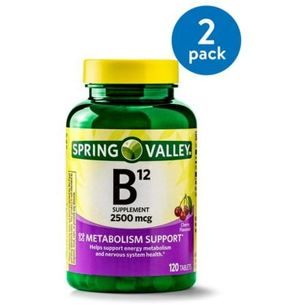 (2 Pack) Spring Valley Vitamin B12 Tablets, 2500 mcg, 120 (Best B12 Sublingual Brand)