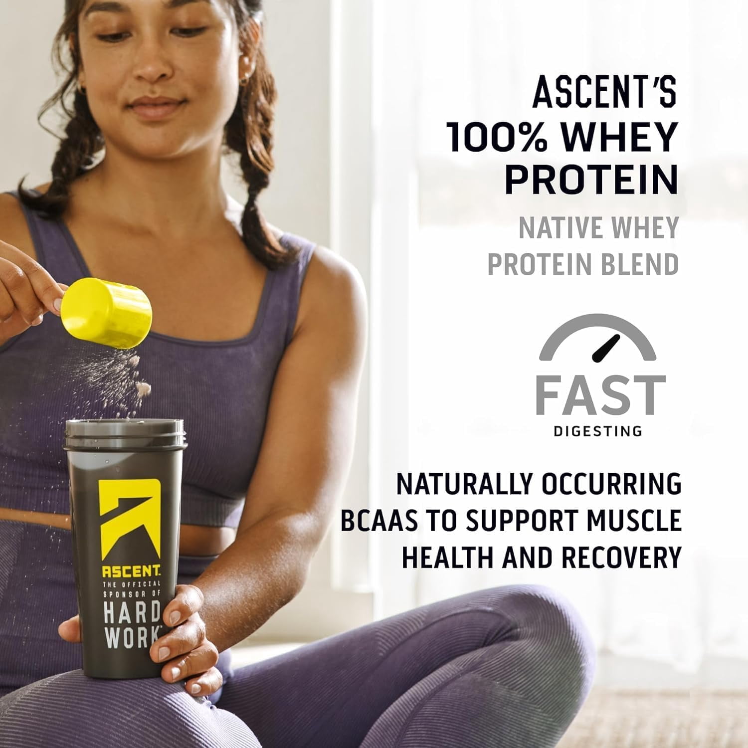 Ascent 100% Whey Protein Powder, Gluten Free, Mint Chocolate Chip, 25 Servings