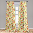 thumbnail image 4 of Ambesonne Pinas Curtains, Tropical Fruits Drawings Art, Pair of 28"x84", Pale Orange Red Green, 4 of 4