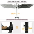 thumbnail image 4 of Outsunny 8'x8' Square Patio Hanging Offset Umbrella w/ Cross Base Grey, 4 of 10