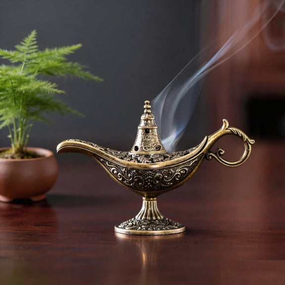Aladdins Lamp Incenses Holder Burners Magically Lamp Arabian Theme Metal Wishing Light for Home Decors Party Supplies Arabian Antique Incenses Diffuser