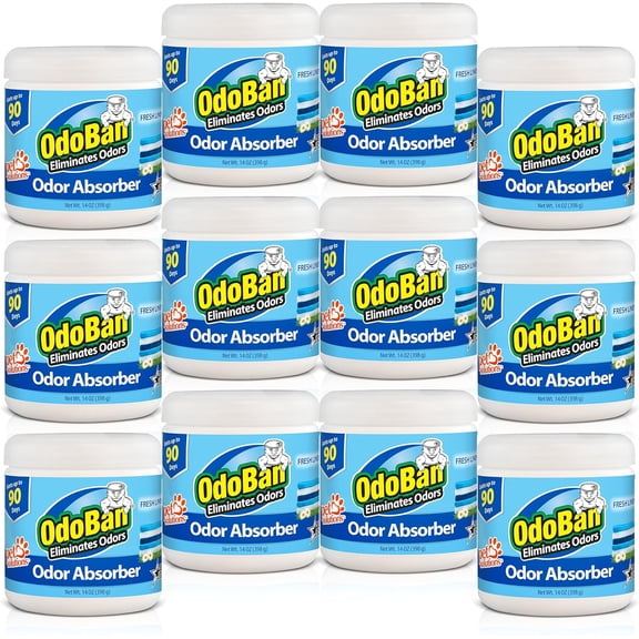 OdoBan Solid Odor Absorber Eliminator for Home and Small Spaces, Fresh Linen Scent, 14 Ounces Each, 12-Pack
