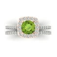 thumbnail image 2 of Clara Pucci 14K White/Rose Gold Round Cut 1Ct Natural Peridot Engagement Ring + Matching Band - Luxury Box Included, 2 of 7
