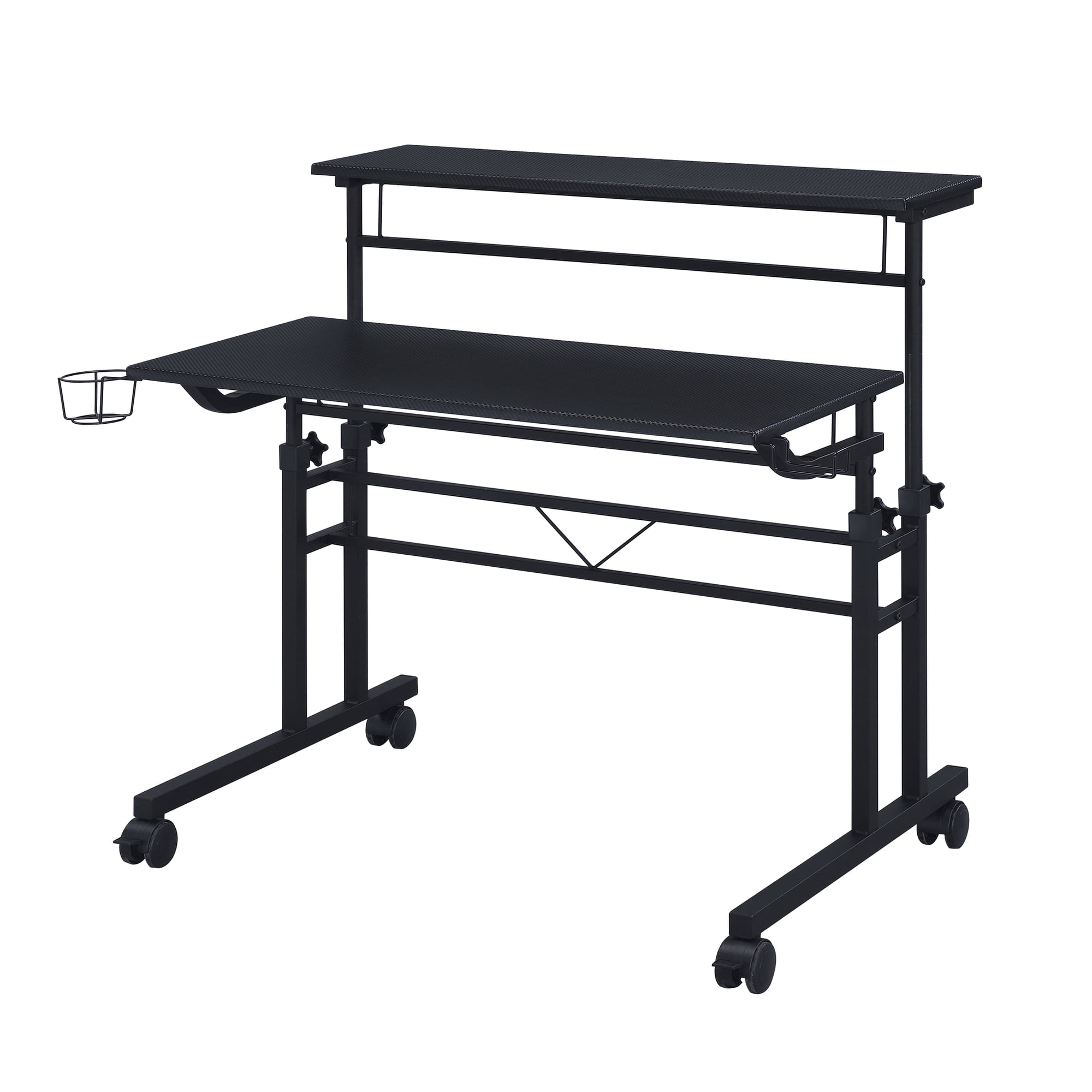 Techni Mobili Rolling Writing Desk with Height Adjustable Desktop and Shelf, Black, RTA-3800SU-BK