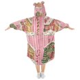 thumbnail image 2 of FORMRS Wearable Blanket Hoodie with Sleeves for Kids Cozy Flannel Sweatshirt, Pink Christmas House, 2 of 7