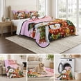 thumbnail image 6 of Quilts Twin XL Size Bedding Set, Pink Christmas Lightweight Quilted Comforter, Xmas Snowman Elk Penguin Snowflake Pine Trees Reversible Bedspread Coverlet with Pillow Covers for All Season, 68" x 98", 6 of 9