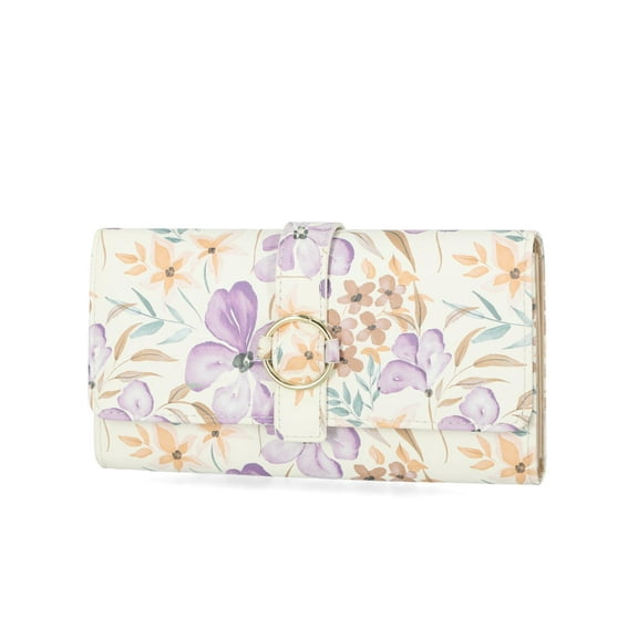 Mundi File Master Womens RFID Blocking Wallet Clutch Organizer With Change Pocket, Floral Wish