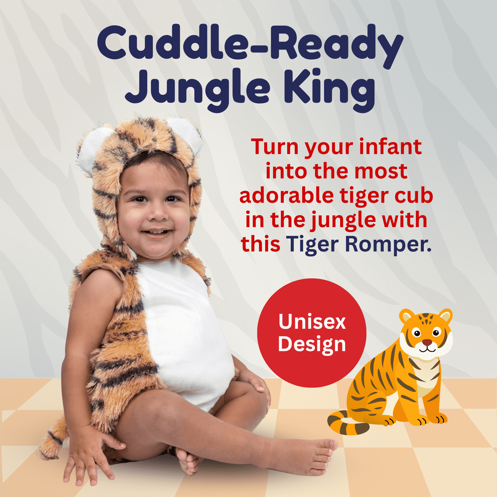Dress Up America Tiger Baby Costume - Animal Onesie Romper for Infants - Halloween Tiger Cub Costume