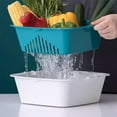 thumbnail image 6 of PuSpu 21x19.5x7cm Blue Plastic Kitchen Drainer Basket 1Pcs Food-Safe Space-Saving Organizer for Vegetables Pasta Prep Home, 6 of 7