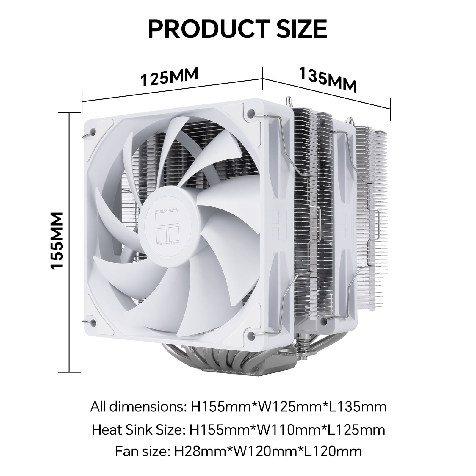 Thermalright Peerless Assassin 120 SE White V2 CPU Air Cooler, 6 Heat Pipes AGHP GEN 5.0 Technology, Aluminium Heatsink Cover, 1850RPM PWM Fans For AMD AM4/AM5 Intel LGA 1851/1700/115X/1200