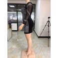 thumbnail image 4 of Vestido corto sexy de fiesta para mujer, de talla grande, con mangas largas y malla transparente con diamantes de imitación, 4 of 7
