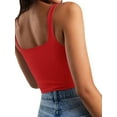 thumbnail image 6 of Women's Square Neck Sleeveless Crop Tops 2024 Cute Double Layer Seamless Slim Fit Tank Tops, 6 of 6