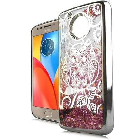 Flower Owl Pink Motion Glitter Chrome Case For Motorola Moto E4 PLUS