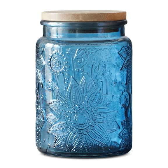Yangxin Glass Canister, Candy with Lid, Vintage Colored Mason for Kitchen Decorative Jar for Coffee Tea Candy Cookies, Cute Jar