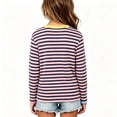 thumbnail image 4 of FSYBOA Girls Long Sleeve Shirts Size 10, Fall Casual Crew Neck Striped Kids Pullover Tops, 4 of 8
