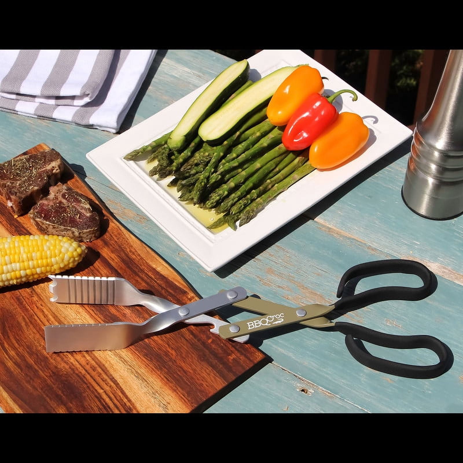 BBQ 3 in 1 Barbecue Tool 15" Extra Light Grill Tongs