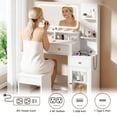 thumbnail image 4 of Satifur White Makeup Vanity with LED Mirror, 3 Color Lights, 2 AC + USB + Type-C, 3 Shelves, 2 Drawers & Acrylic Cabinet – Modern Vanity Desk for Bedroom, 4 of 11