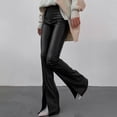 thumbnail image 1 of Pantalones de cuero de PU con costuras blancas, ajustados y sexys con aberturas, de estilo europeo y americano, para mujer, para otoño e invierno, 1 of 5