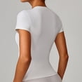 thumbnail image 2 of Felirenzacia Women's Casual Summer Short Sleeves Shirts Top Athletic Fitted Moist Wicking Crew Neck Tee for Yoga Workout White,XL, 2 of 5