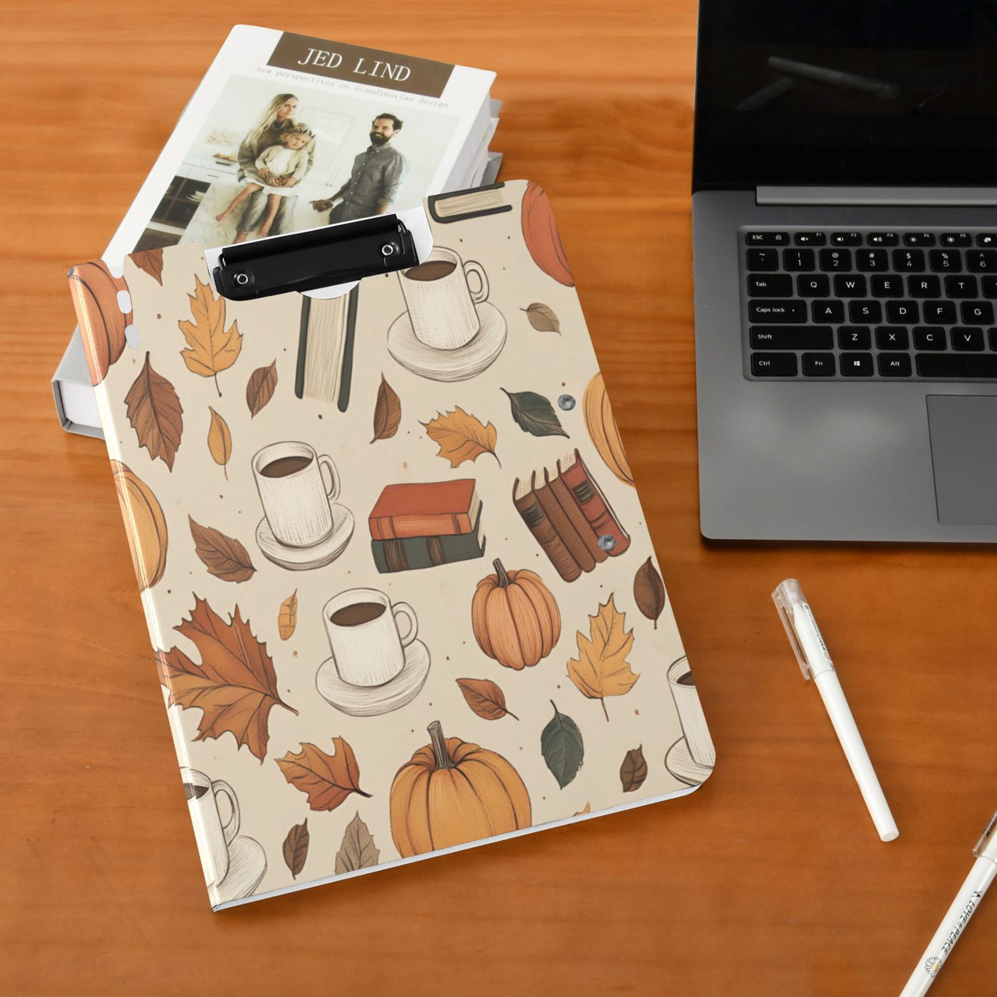 FORMRS A4 Clipboard Folder with Pen Holder Horizontal Foldable School Office Binder, Fall Book