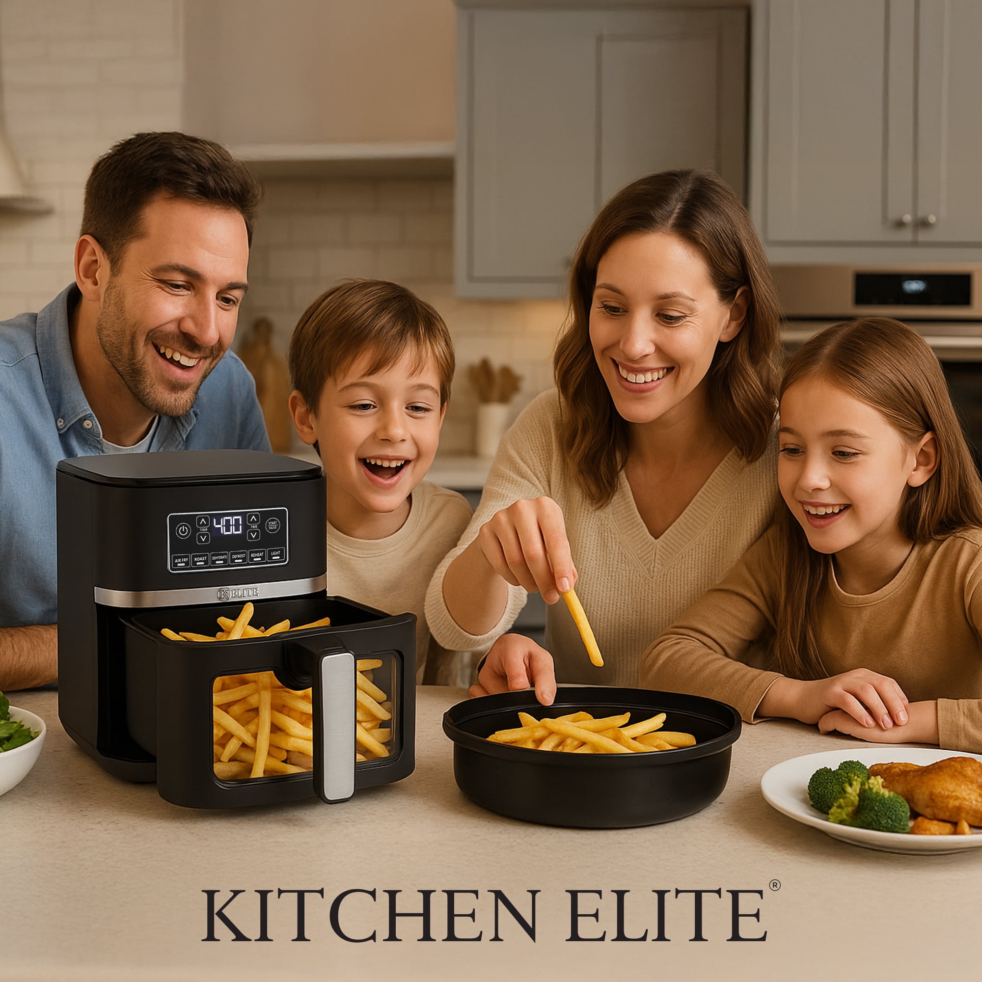 Kitchen Elite 5 Qt Large Digital Air Fryer, Kitchen Countertop Nonstick Basket Oven, Black