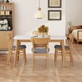 thumbnail image 4 of Harper & Bright Designs Small Space Dining Set for 4, 5 Pieces Rectangular Solid Wood Table Set with 4 Upholstered Chairs for Kitchen, DARK GREY,White+Oak, 4 of 20