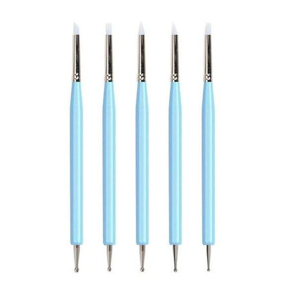 5 Pcs Stylets à Bille en Argile Stylos de Sculpture en Argile en Silicone Outils de Sculpture Antidérapants Argile en Silicone Outils Portatifs de Sculpture d'Ongles, Bleu
