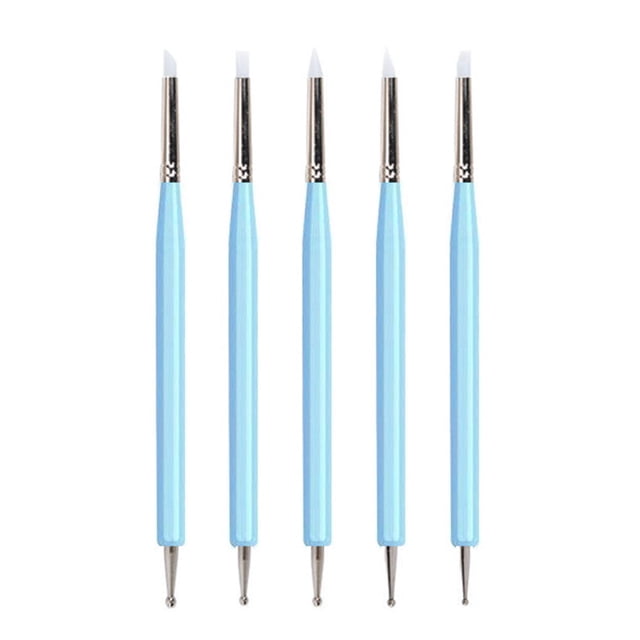 Maoww 5pcs Clay Ball Styluses Silicone Clay Sculpturing Pens Non-slip Portable Nail Sculpture Tools, Blue